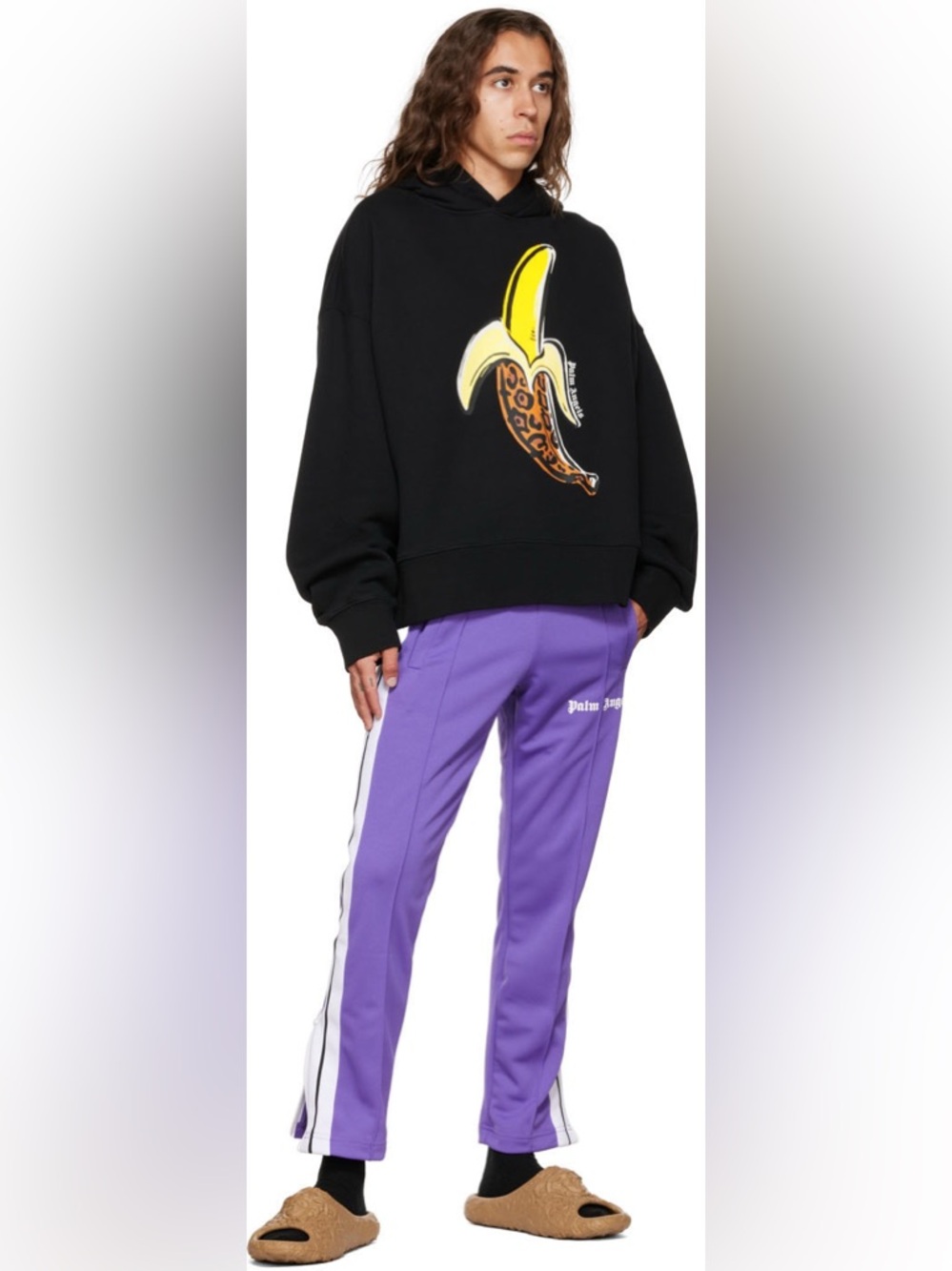 Palm Angels Purple Track Pants Side Stripe Zip Hem Logo Men’s S